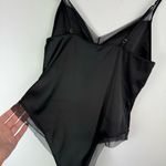 ZARA NWT Black Satin Teddy Mesh Trim Bodysuit Sz Small Lingerie Sexy Photo 12
