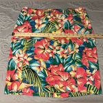 Loft  Pink and Blue Knee-Length Pencil Skirt tropical print pink birds size 12 Photo 2