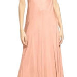 frame denim FRAME Savannah Silky Slinky Maxi Dress in Pink Clay Plunging Neckline Small $478 Photo 0
