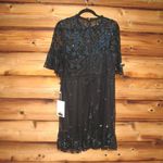 Mac Duggal  9143 Womens Black Embellished Illusion High Neck Mini Dress Photo 10