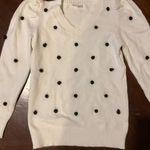 Macy's White and Black polka dot sweater Photo 2