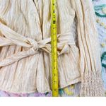 NBD  Womens Cream Crinkle Wrap Tie Waist Long Sleeve Blouse Top Size S Photo 4