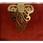 STUNNING Rodo Red Suede Handbag w Gold Embellishment Closure Handmade in Italy Photo 2