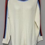 Talbots T by  Cream Long-Sleeved Tipped Striped Sweater Women's Size Medium NWT Photo 0