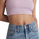 Madewell Polo Crop Tank Top Vibrant Lilac Purple Ribbed Cropped Size Small NEW Photo 0