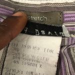 Fred David 2000s Y2K purple white striped short sleeve fitted button up down shirt top blouse ruffle front office siren core -XS Measurement in pics Photo 3