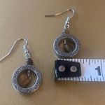 Silver Tone & Brown Beaded Dangle Earrings w/ Life is Blessed Inscription Photo 2