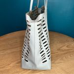 Anthropologie Rafaella Tote Bag Large Faux Leather Light Blue Photo 3