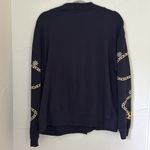 Tara Vanessa nautical coastal anchor & chain embroidery navy blue cardigan Gold Size M Photo 6