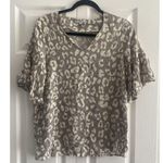 Mary Square Womens Small Tan Wildly Wonderful Flutter Sleeve Blouse Leopard Brown Photo 0