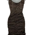 Nicole Miller  Ruched Metallic Brown Midi Dress Sz 0 Photo 5