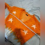 Zaful  Star Print Cropped Chewed Hem Sweater Orange and White LongSleeve One Size Photo 2