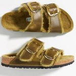 Birkenstock Arizona Big buckle Shearling sandal slide fur olive green Photo 0