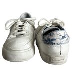 Reformation /Anthropologie Harlow white leather blue floral sneakers size 8 Photo 3