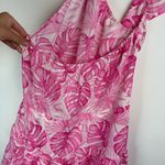 Cupshe Malina One Shoulder Ruffle Tiered Mini Dress Sz Small Pink Palm Tropical Photo 11
