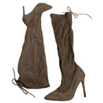 Anne Michelle  Rise Up Knee High Boots 8.5 Mocha Brown Faux Suede Stiletto Heel Photo 1