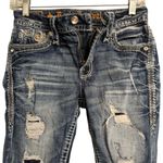 Rock Revival  Blue Distressed Embroidered Rhinestone Agata Skinny Jeans Size 25 Photo 4