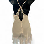 Linea Donatella Nightgown Women's Size M Sexy Lace V Neck Sleeveless Chemise Tan Size M Photo 2