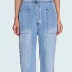 Pistola NWT Revolve  Grover Field Suit Denim Jumpsuit in Disoriented Medium NEW Photo 0