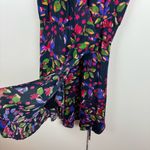 Saloni Womens Lea‎ Floral Wrap Mini Dress Multicolor Sz 2 | Feminine Colorful Black Photo 5
