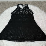 Black Crochet Halter Top With Open Knit Design Size XS Photo 0
