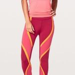 Lululemon Wild Twist 7/8 Tight *25” $118 Ruby Red Fuschia Pink Vivid Amber Photo 3