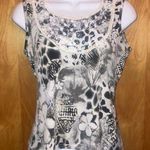 Bali Black & White Floral Tank Top Size Small Photo 0