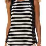 The Limited  Navy/White Striped Lace Floral Trim‎ Sleeveless Top EUC Size  SP Photo 0