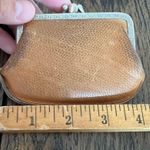 Vintage Leather coin purse small change pouch with kiss lock mini cute Orange Photo 8