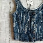 ZARA NWT  DISTRESSED DENIM TOP MEDIUM Z1975 Photo 1
