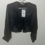 ZARA Ring Trim Satin Effect Long Sleeve Blouse Photo 8