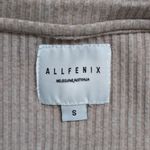 ALL FENIX Oatmeal Beige Ribbed Knit Crew Neck Drawstring Athleisure Crop Top S Tan Photo 4
