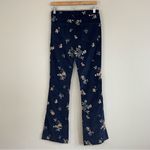 Free People NWT Driftwood Wyatt Velvet Flare Pants Navy Size 28x34 Floral Embroidery Photo 7