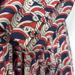 La DoubleJ Mantero Print Shirt Dress Rare Tie Neck Tie Waist Size Medium Blue Photo 7