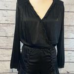 Guess Romper "Scarlett" Long Sleeve Ruffle/Wrap Front Ruffle Hem Black-XS Photo 0