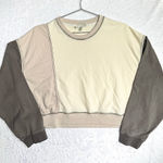 Color Block Patchwork Cropped Crewneck Sweatshirt Oversized Slouchy The Greii Gray Size L Photo 0