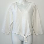 Madewell White Textured Tie-Front Top Size XL Classic Capsule Wardrobe Staple Photo 2