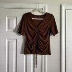 H&M Chocolate Brown Ruched Shirt Photo 1