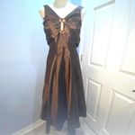 Vintage Bari Jay Espresso Brown Taffeta Cocktail Dress Beaded Ring Bow Detail 2 Photo 6