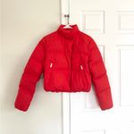 Athleta  Summit Cropped Puffer Jacket Winter Down Coat Red Orange Size XS FLAW Photo 2