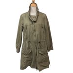 Lou & grey  Khaki Utility Drawstring Waist Roomy Trench Coat Jacket Women's M Photo 1