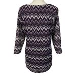 Roz & Ali  X-Large Top Chevron Lace Overlay Stretch 3/4 Sleeves Round Neck Purple Photo 5