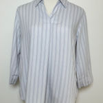 Uniqlo Rayon Skipper Collar Stripe Blouse 3/4 Sleeve Women’s Size Small Photo 0