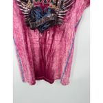 Affliction Sinful by  Tee Women Medium Pink Tie Dye Cut Neck Biker Grunge Shirt Photo 2