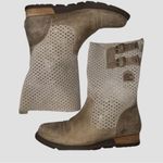 Sorel Major Pull-On Perforated Boot Grey Leather Suede Moto Boots size 7.5 Photo 9