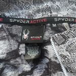 Spyder  Half Zip Mock Neck Pullover Silver Gray Print Thumbholes Size Medium Photo 6