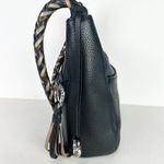 Brighton Barbados Ziptop Hobo Bag Pebbled Leather Black Braided Strap Photo 2