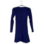 ZARA Knit Drop Waist Skater Dress Navy Blue Structured Bodycon Size Medium Photo 2