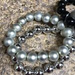 Charlotte Russe NWT  Black Silver Beaded Bracelets Photo 2
