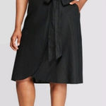Ava & Viv NWOT Womens  Black Tie Waist Linen Faux Wrap Skirt  - Sz 4X Photo 0